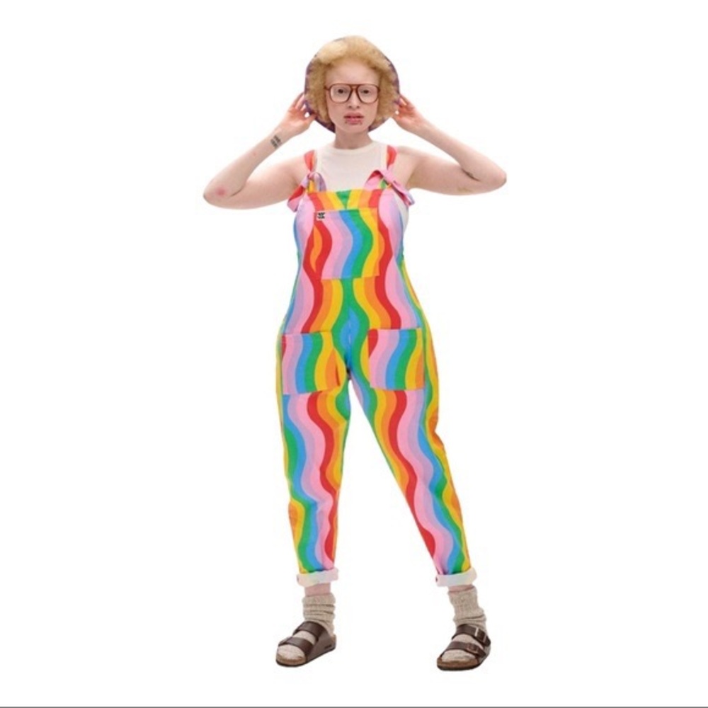 LUCY AND YAK WAVY RAINBOW DUNGAREES